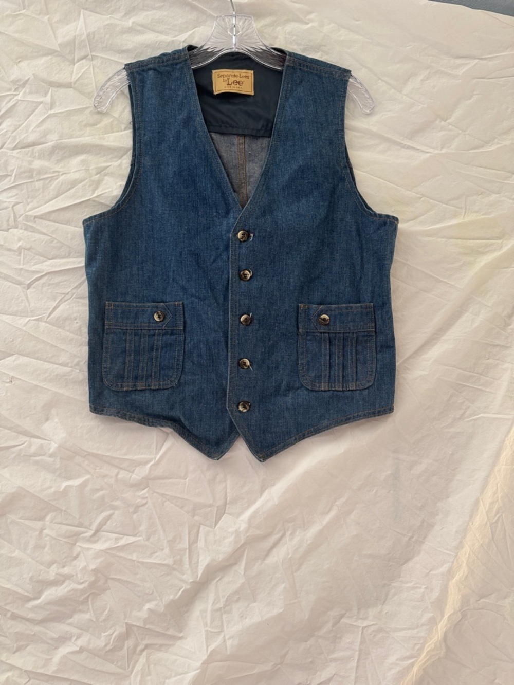 Vintage Western 70’s 80’s Cottagecore Lee Women's Dark Blue Denim Vest